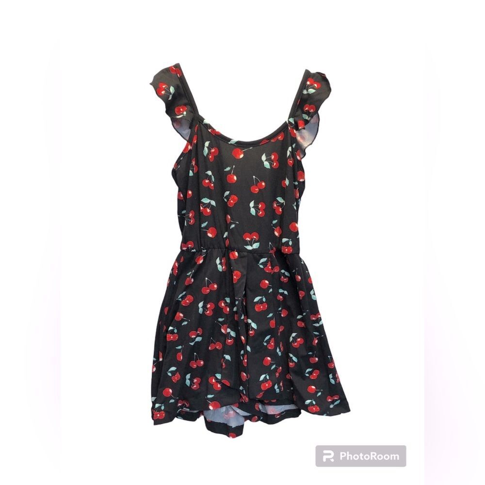 Derek Heart cherry print ruffle dress, size S (7-8)